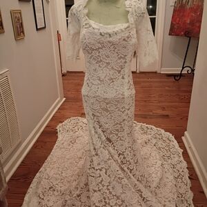 Elegant White Lace Gown